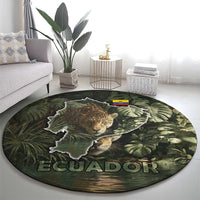 Ecuador Round Carpet with Jaguar Rainforest Map Design - Wonder Print Shop