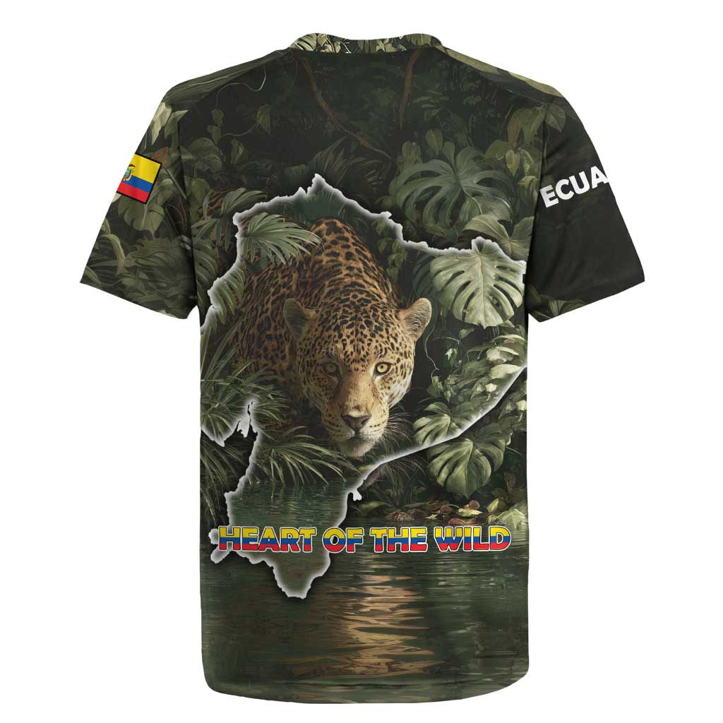 Ecuador Rugby Jersey with Jaguar Rainforest Map Design - Wonder Print Shop