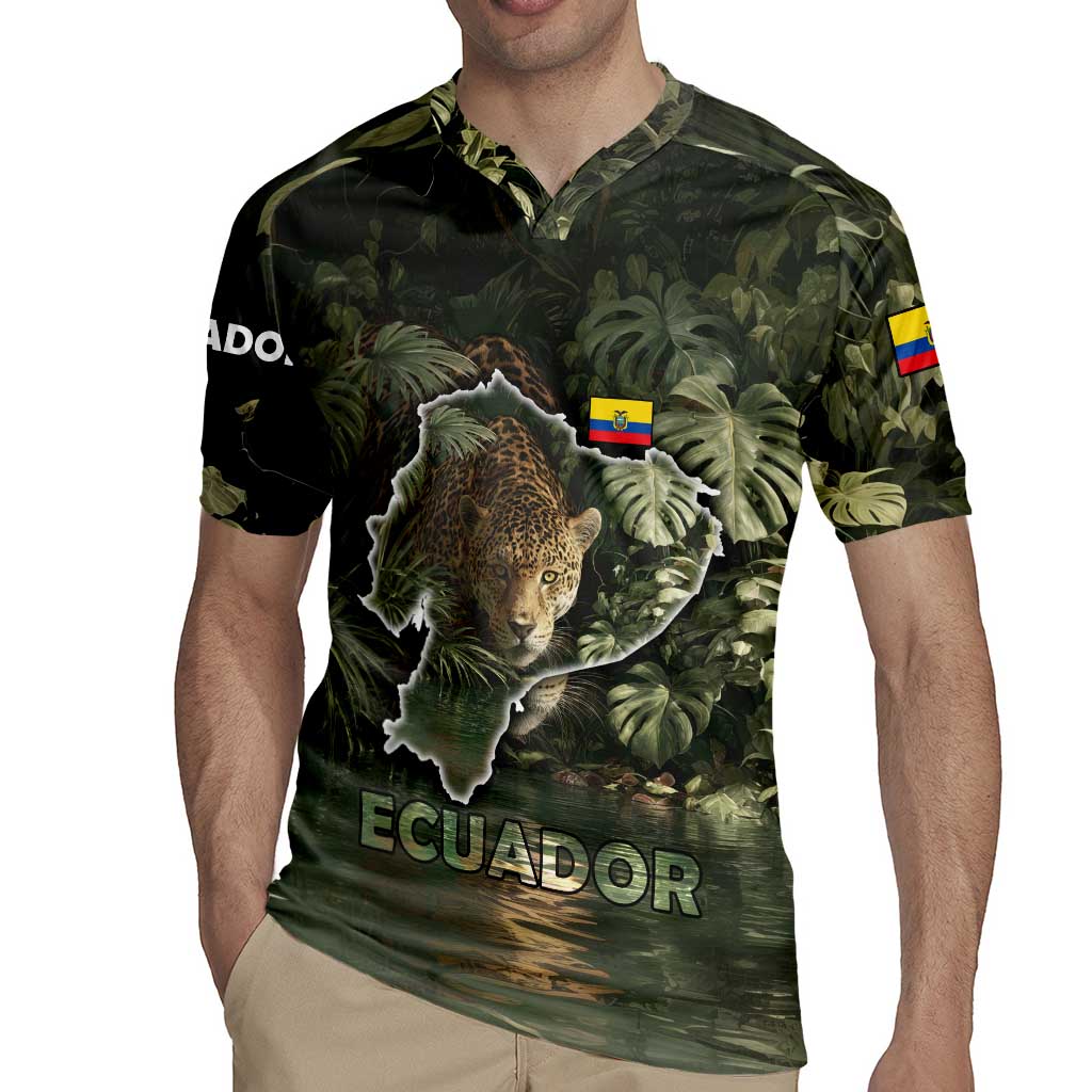 Ecuador Rugby Jersey with Jaguar Rainforest Map Design - Wonder Print Shop
