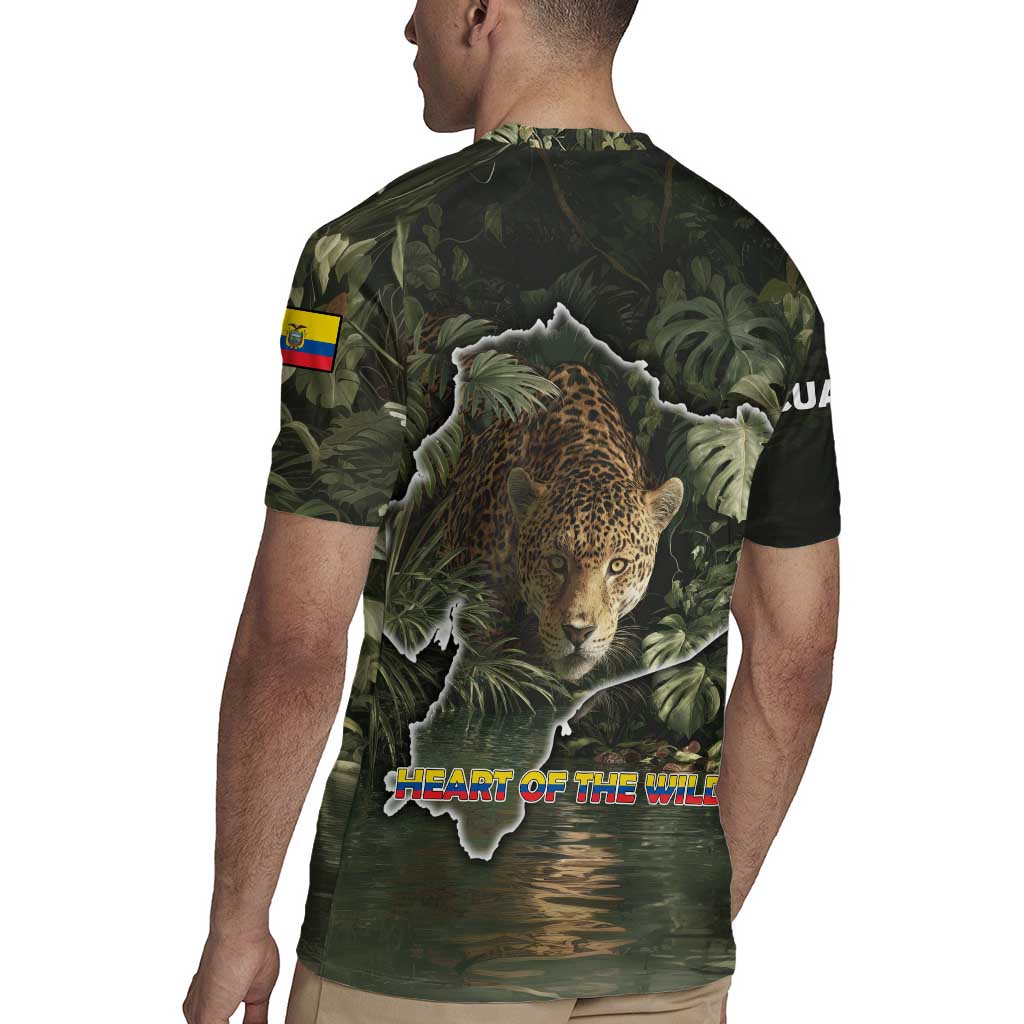 Ecuador Rugby Jersey with Jaguar Rainforest Map Design - Wonder Print Shop