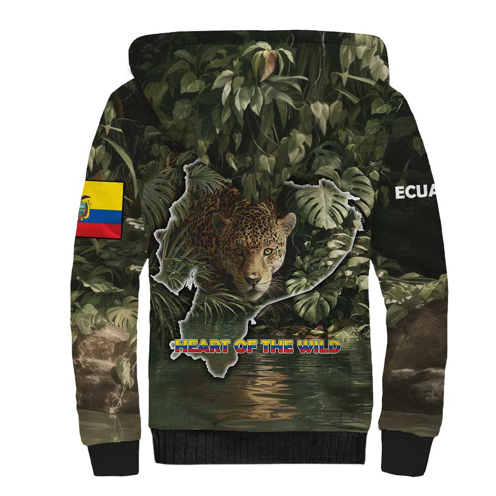 Ecuador Sherpa Hoodie with Jaguar Rainforest Map Design - Wonder Print Shop