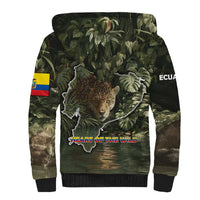 Ecuador Sherpa Hoodie with Jaguar Rainforest Map Design - Wonder Print Shop
