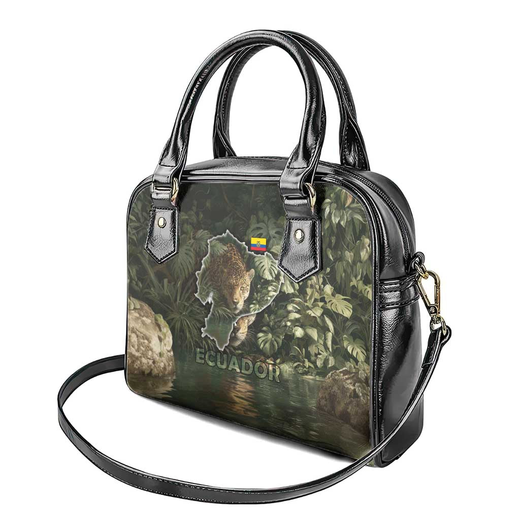 Ecuador Shoulder Handbag with Jaguar Rainforest Map Design - Wonder Print Shop