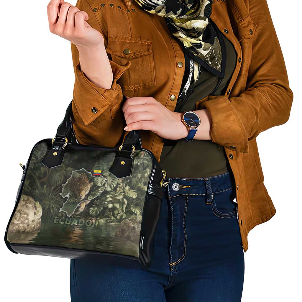 Ecuador Shoulder Handbag with Jaguar Rainforest Map Design - Wonder Print Shop