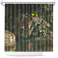 Ecuador Shower Curtain with Jaguar Rainforest Map Design - Wonder Print Shop
