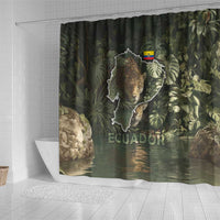 Ecuador Shower Curtain with Jaguar Rainforest Map Design - Wonder Print Shop