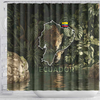 Ecuador Shower Curtain with Jaguar Rainforest Map Design - Wonder Print Shop