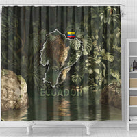 Ecuador Shower Curtain with Jaguar Rainforest Map Design - Wonder Print Shop