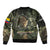 Ecuador Sleeve Zip Bomber Jacket with Jaguar Rainforest Map Design - Wonder Print Shop