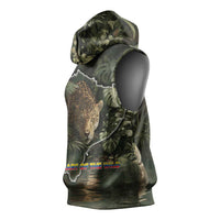 Ecuador Sleeveless Hoodie with Jaguar Rainforest Map Design - Wonder Print Shop