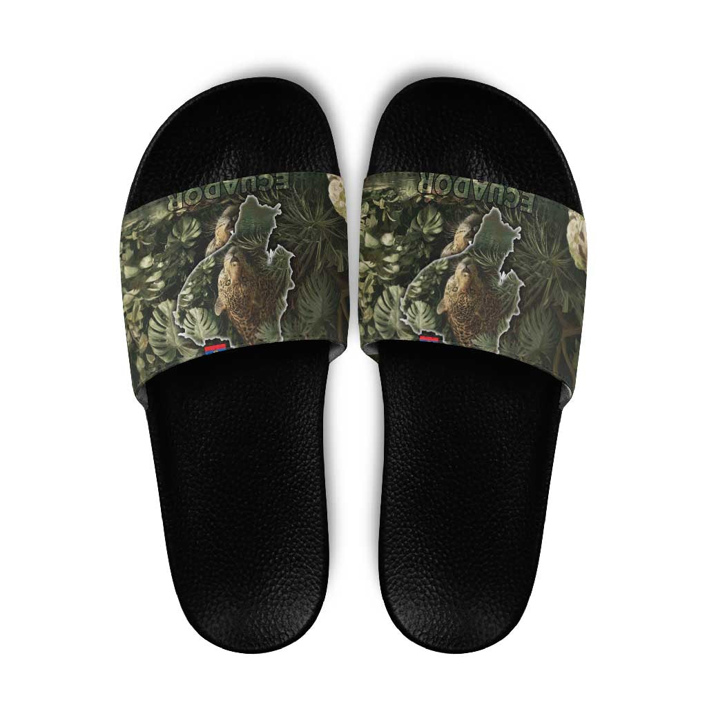 Ecuador Slide Sandals with Jaguar Rainforest Map Design - Wonder Print Shop