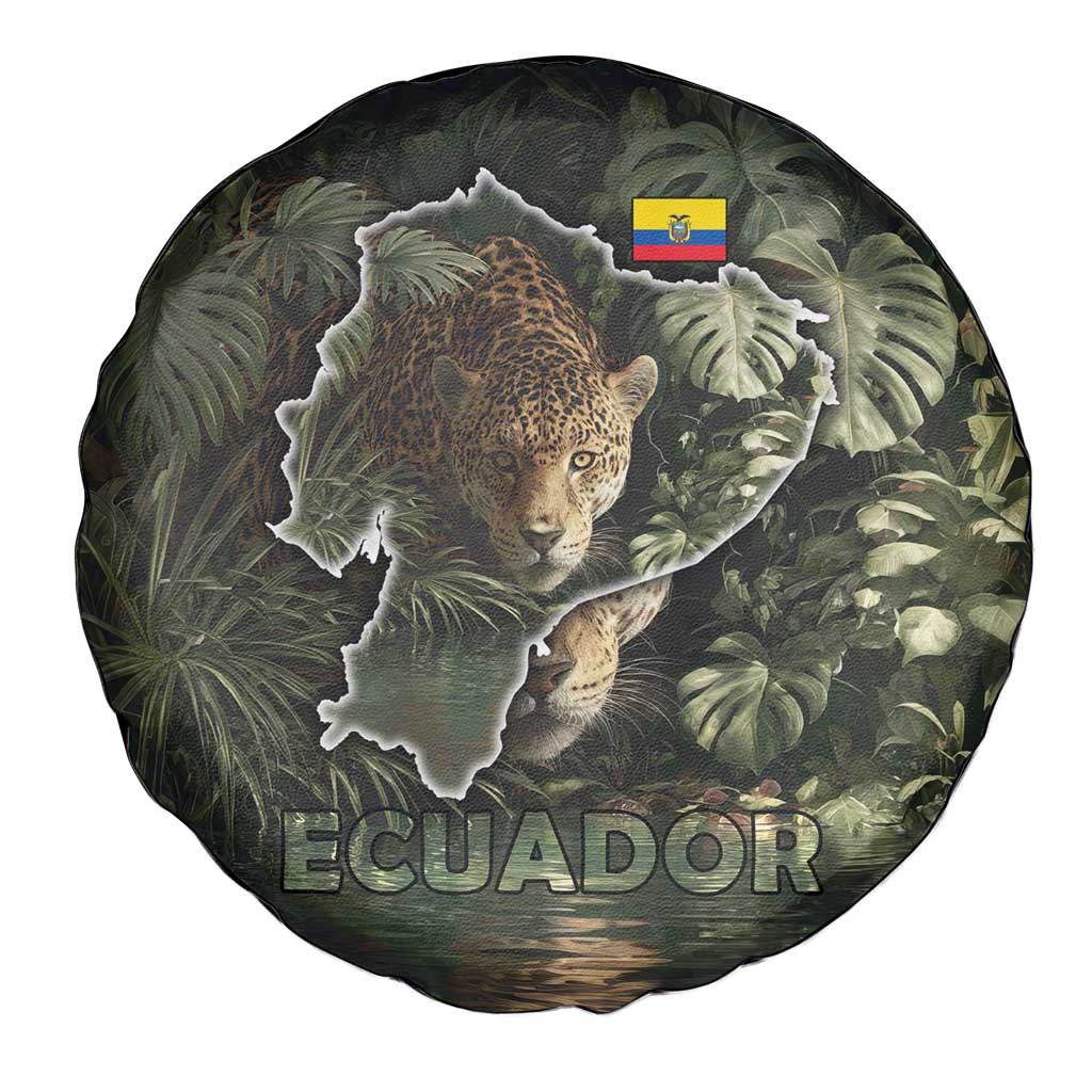 Ecuador Spare Tire Cover with Jaguar Rainforest Map Design - Wonder Print Shop