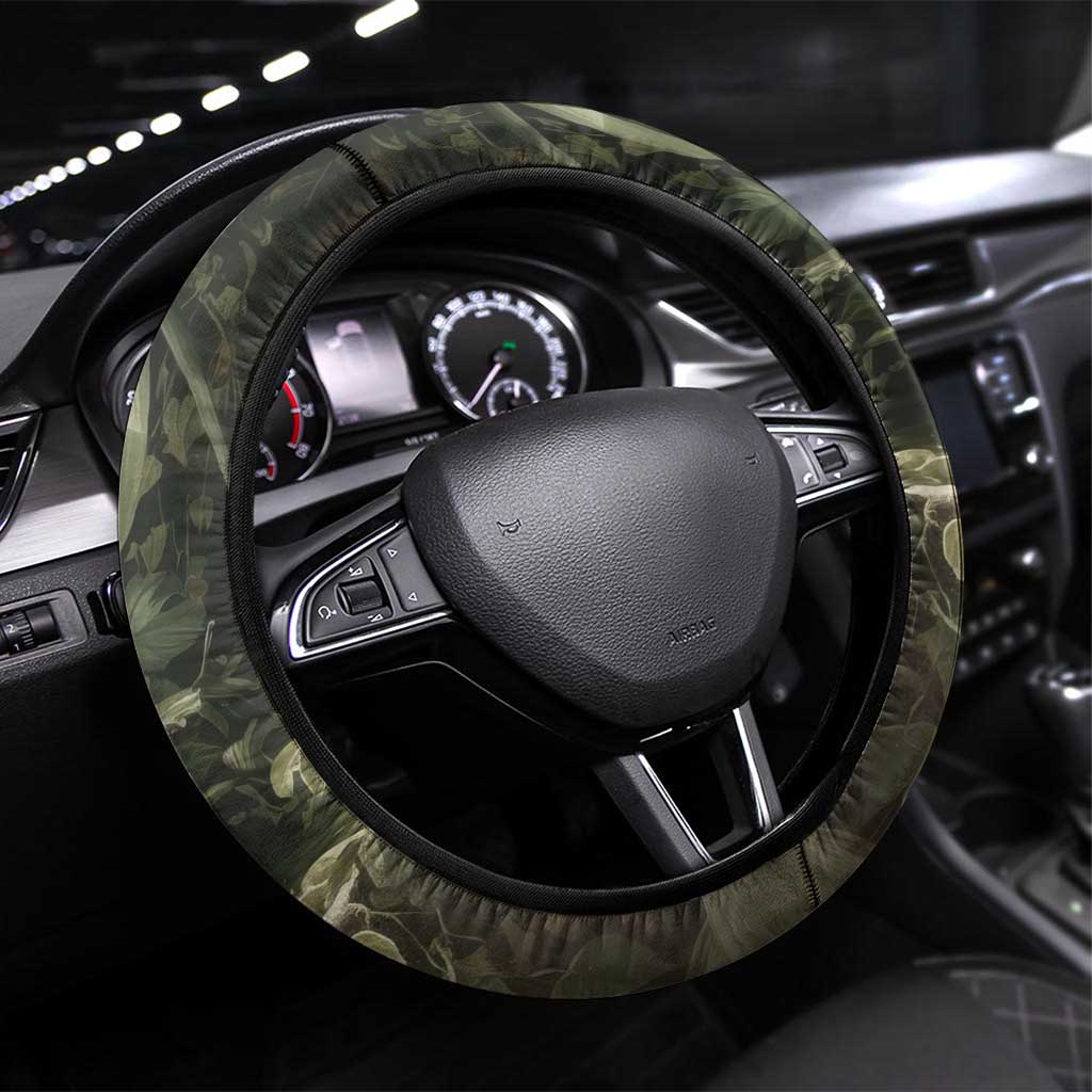 Ecuador Steering Wheel Cover with Jaguar Rainforest Map Design - Wonder Print Shop