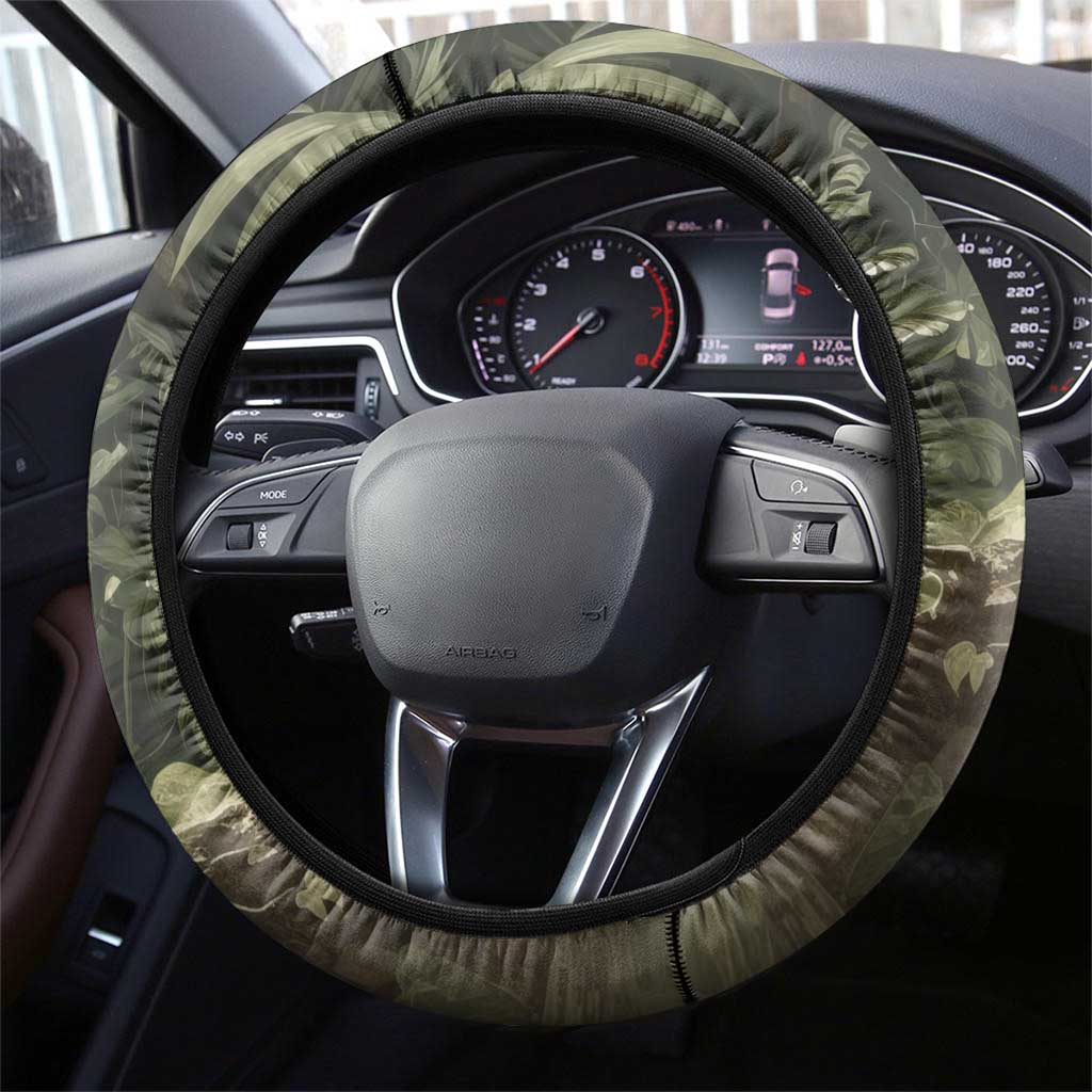 Ecuador Steering Wheel Cover with Jaguar Rainforest Map Design - Wonder Print Shop