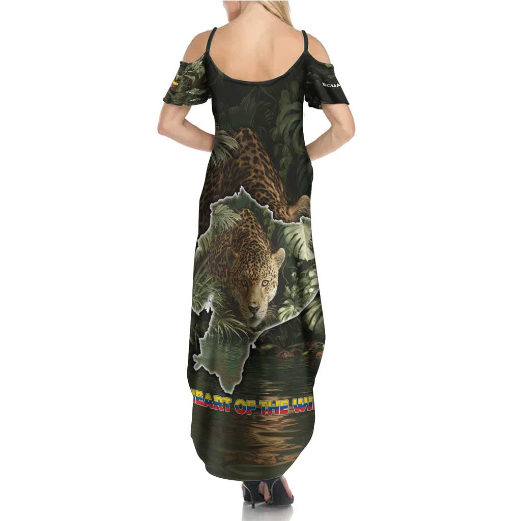 Ecuador Summer Maxi Dress with Jaguar Rainforest Map Design - Wonder Print Shop