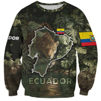 Ecuador Sweatshirt with Jaguar Rainforest Map Design - Wonder Print Shop