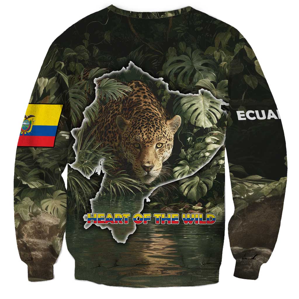 Ecuador Sweatshirt with Jaguar Rainforest Map Design - Wonder Print Shop