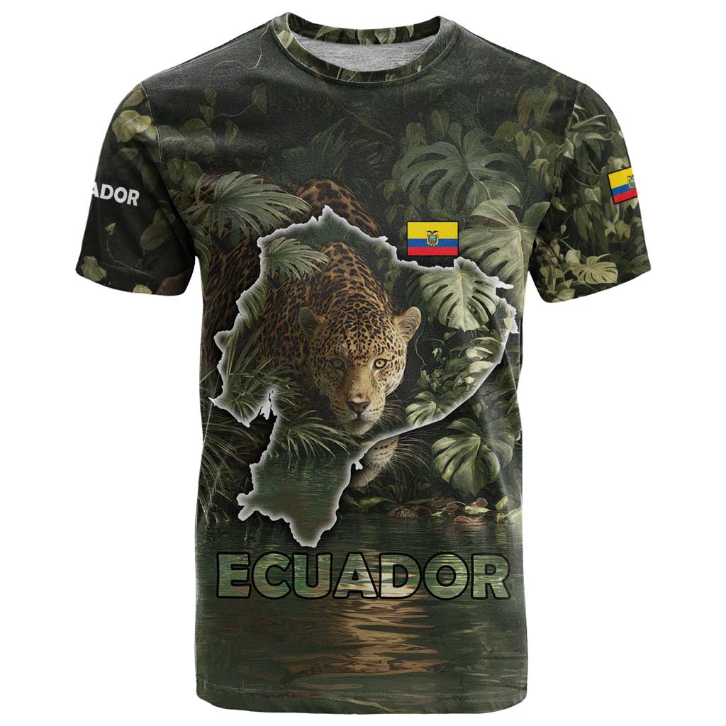 Ecuador T Shirt with Jaguar Rainforest Map Design - Wonder Print Shop