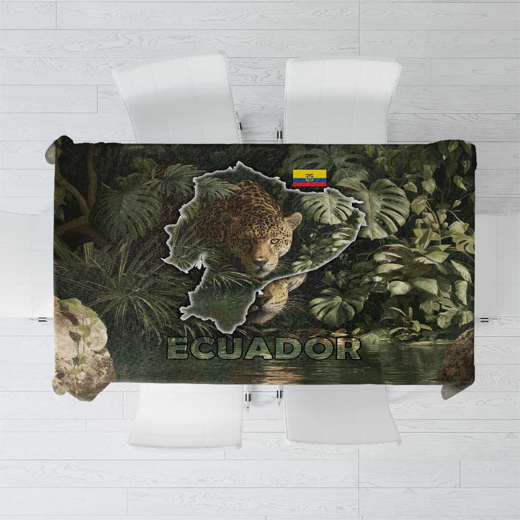 Ecuador Tablecloth with Jaguar Rainforest Map Design - Wonder Print Shop
