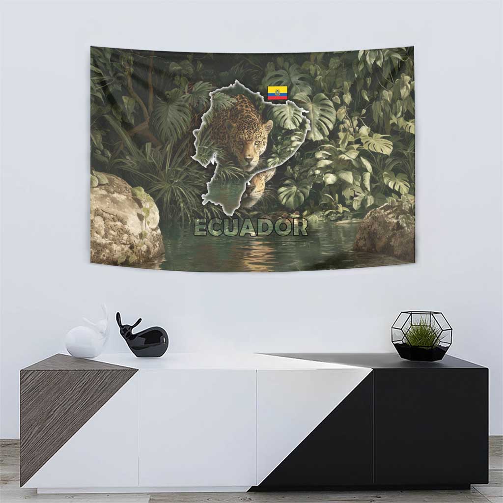Ecuador Tapestry with Jaguar Rainforest Map Design - Wonder Print Shop