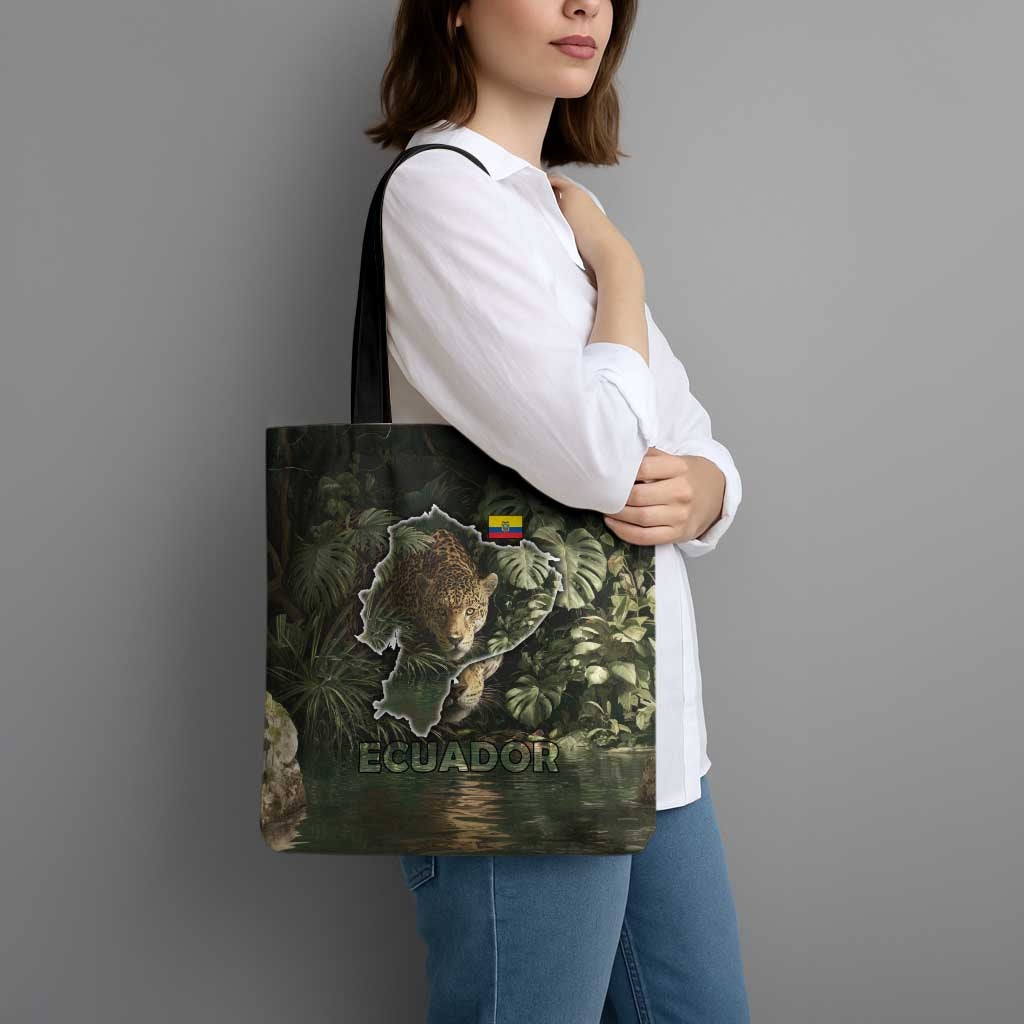 Ecuador Tote Bag with Jaguar Rainforest Map Design - Wonder Print Shop