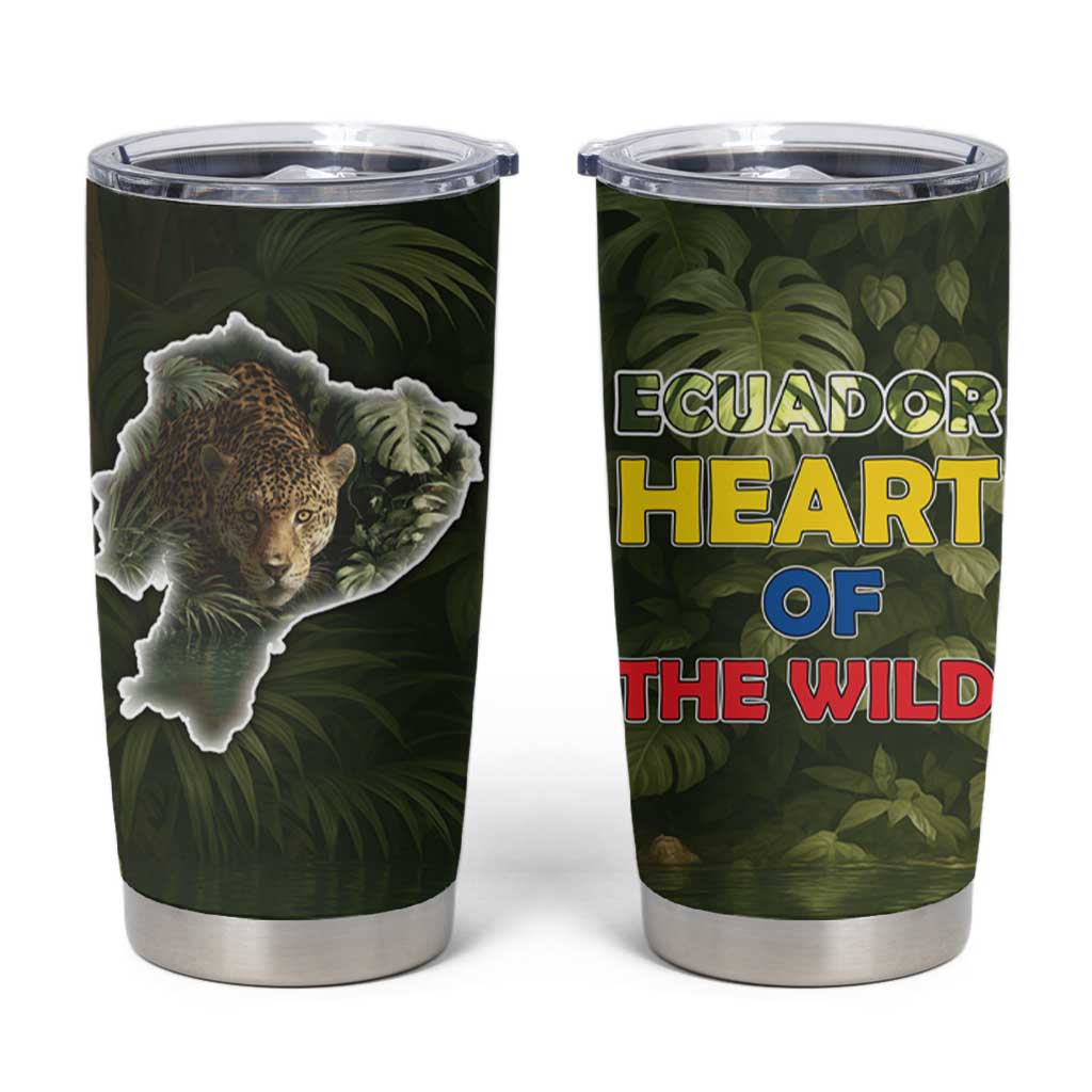 Ecuador Tumbler Cup with Jaguar Rainforest Map Design - Wonder Print Shop