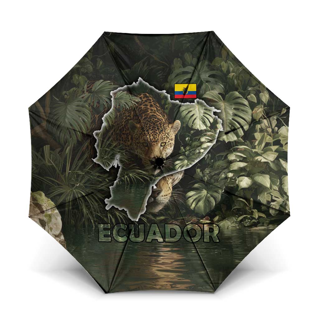 Ecuador Umbrella with Jaguar Rainforest Map Design - Wonder Print Shop
