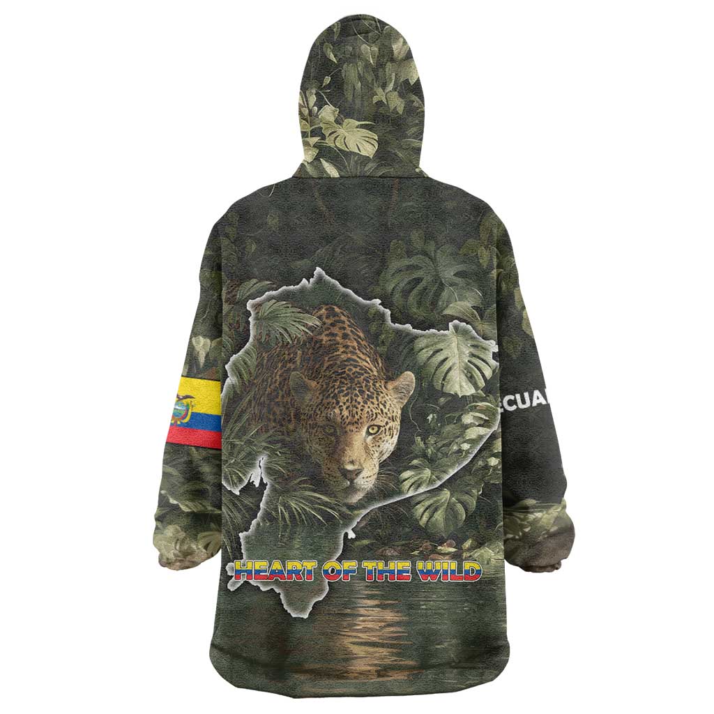 Ecuador Wearable Blanket Hoodie with Jaguar Rainforest Map Design - Wonder Print Shop