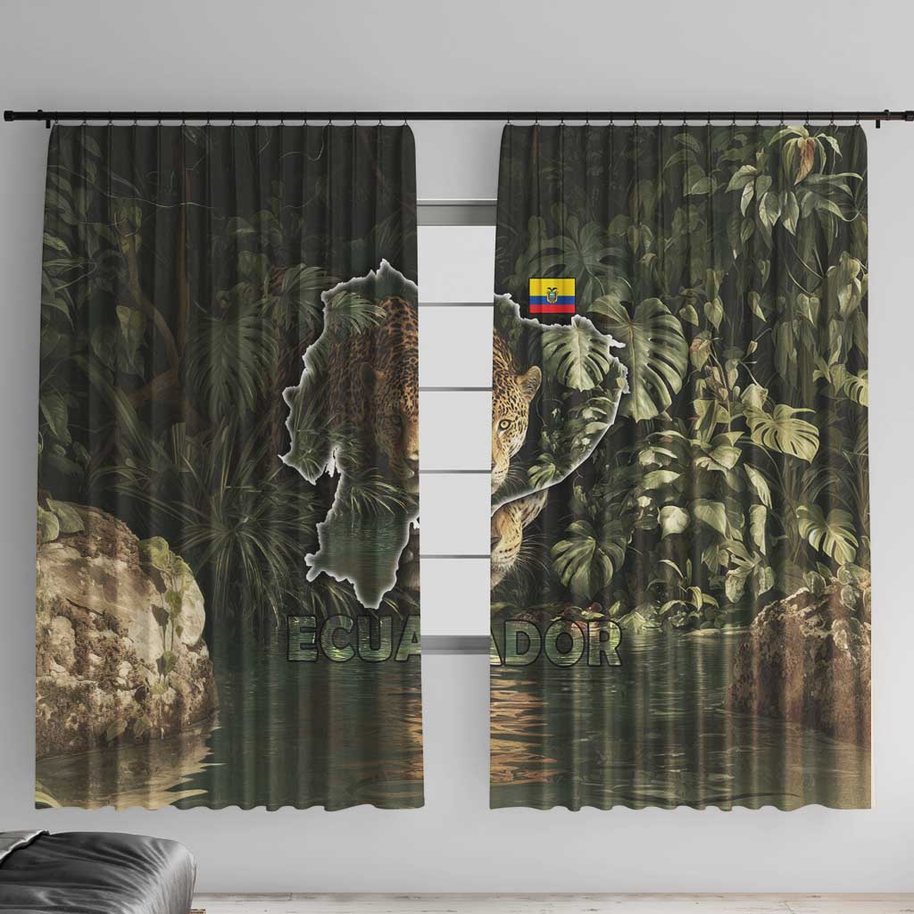 Ecuador Window Curtain with Jaguar Rainforest Map Design - Wonder Print Shop