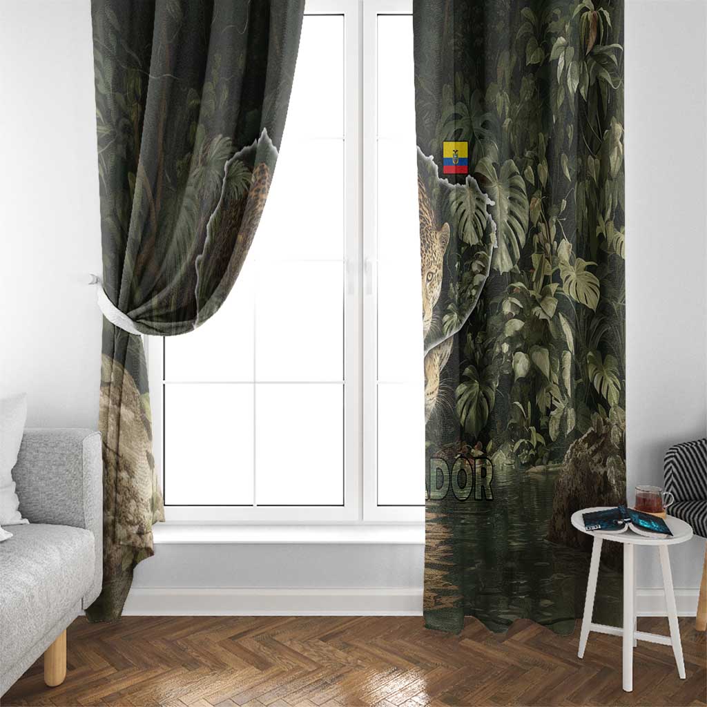 Ecuador Window Curtain with Jaguar Rainforest Map Design - Wonder Print Shop