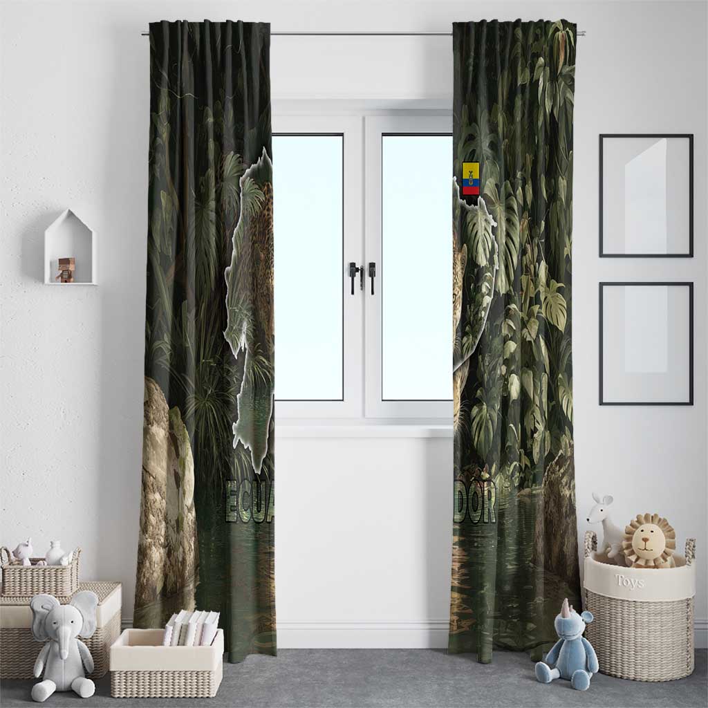 Ecuador Window Curtain with Jaguar Rainforest Map Design - Wonder Print Shop