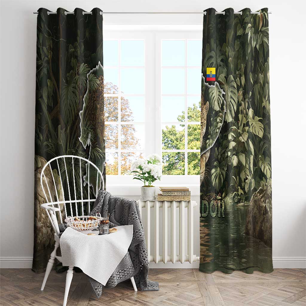 Ecuador Window Curtain with Jaguar Rainforest Map Design - Wonder Print Shop