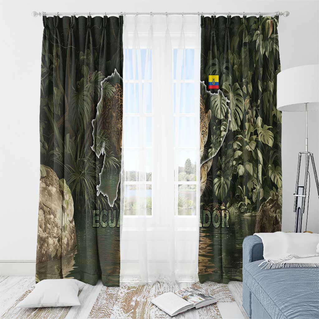 Ecuador Window Curtain with Jaguar Rainforest Map Design - Wonder Print Shop