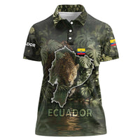 Ecuador Women Polo Shirt with Jaguar Rainforest Map Design - Wonder Print Shop