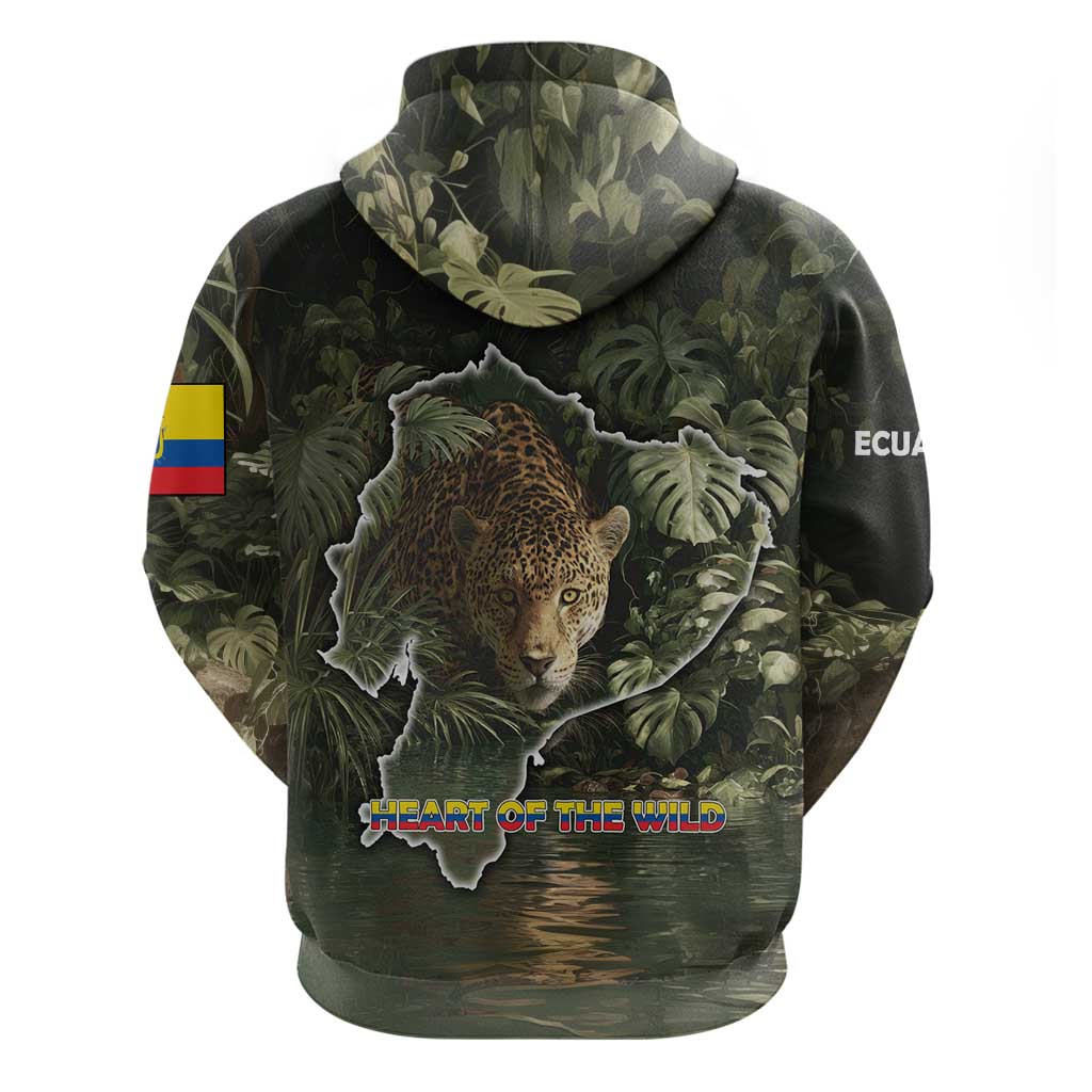 Ecuador Zip Hoodie with Jaguar Rainforest Map Design - Wonder Print Shop
