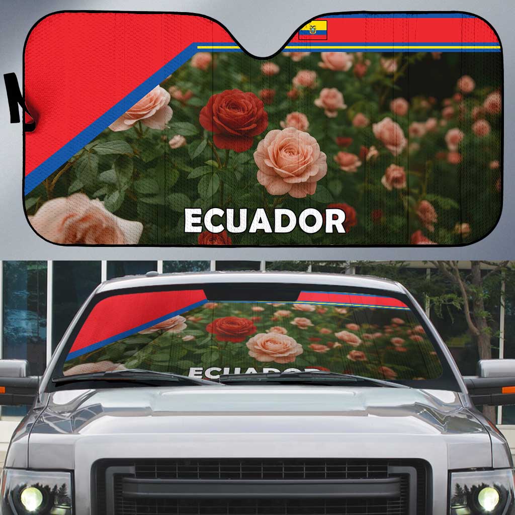 Ecuador Auto Sun Shade with Rose Garden and Floral Texture Design - Wonder Print Shop