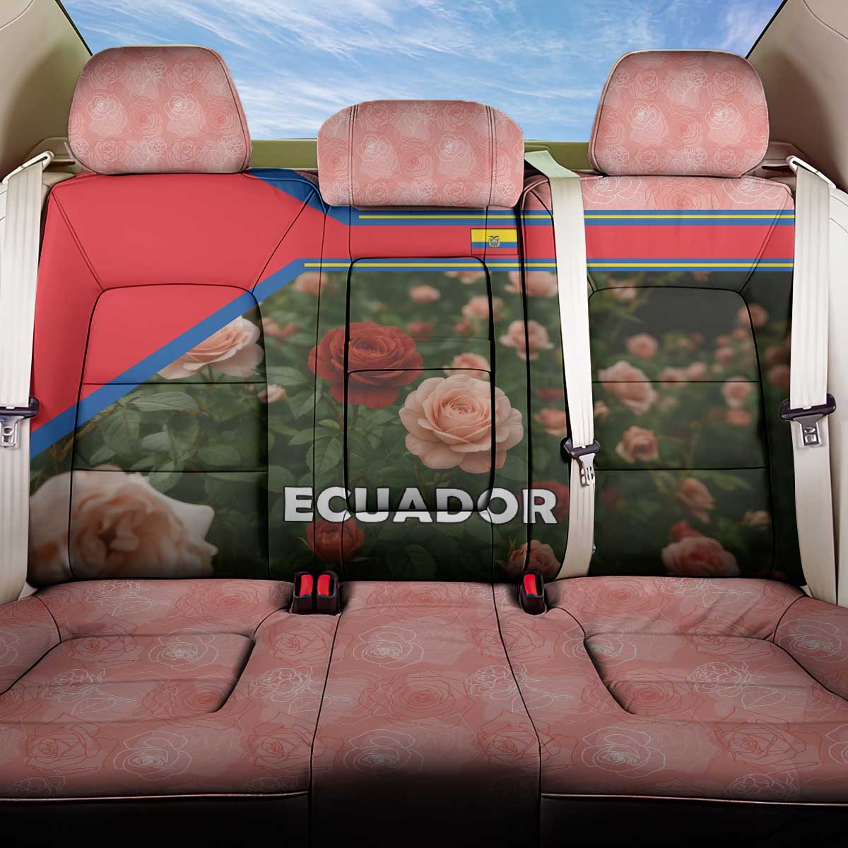 Ecuador Back Car Seat Cover with Rose Garden and Floral Texture Design - Wonder Print Shop