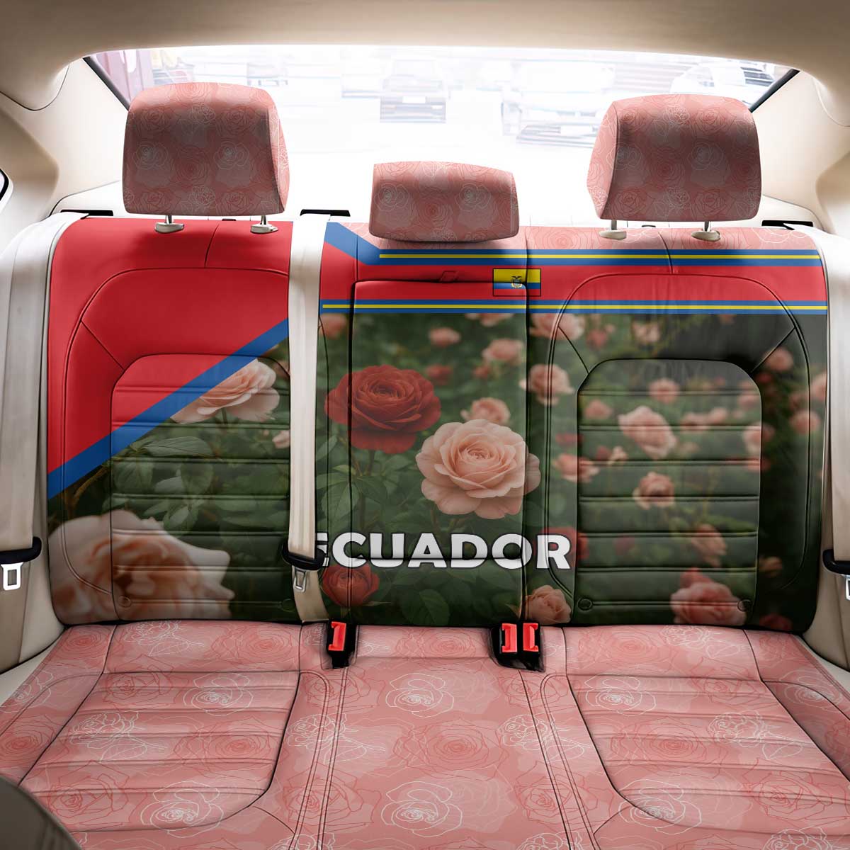 Ecuador Back Car Seat Cover with Rose Garden and Floral Texture Design - Wonder Print Shop