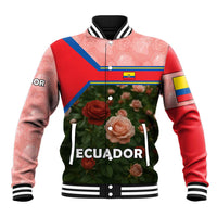 Ecuador Baseball Jacket with Rose Garden and Floral Texture Design - Wonder Print Shop
