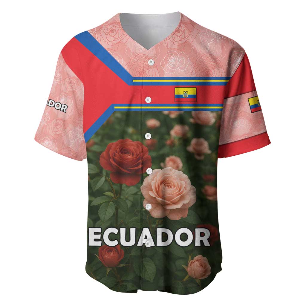 Ecuador Baseball Jersey with Rose Garden and Floral Texture Design - Wonder Print Shop
