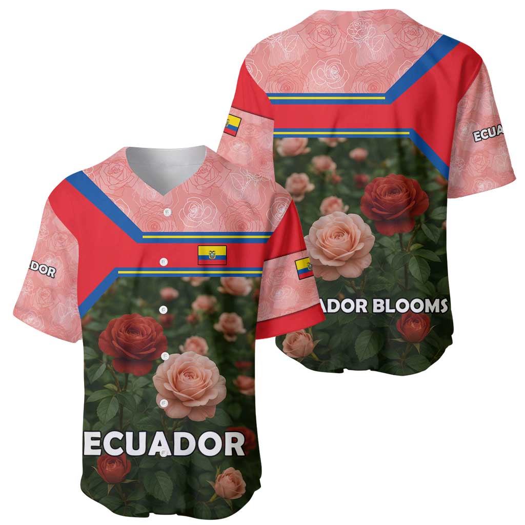 Ecuador Baseball Jersey with Rose Garden and Floral Texture Design - Wonder Print Shop