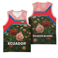 Ecuador Basketball Jersey with Rose Garden and Floral Texture Design - Wonder Print Shop