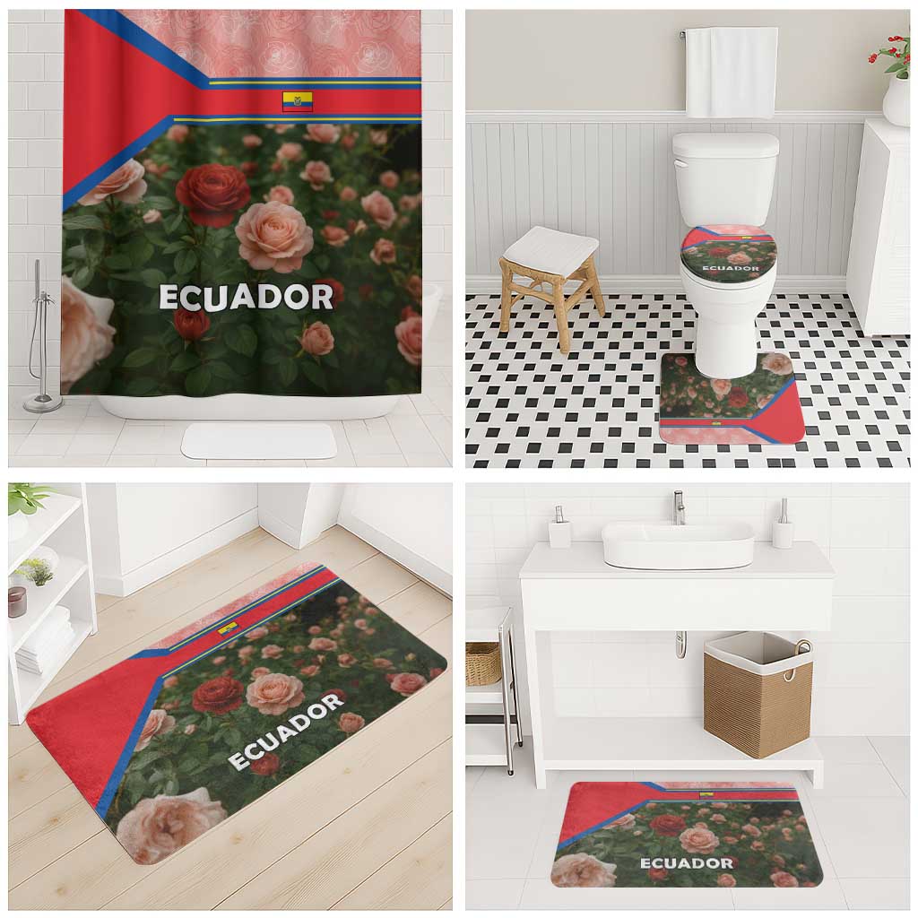Ecuador Bathroom Set with Rose Garden and Floral Texture Design - Wonder Print Shop