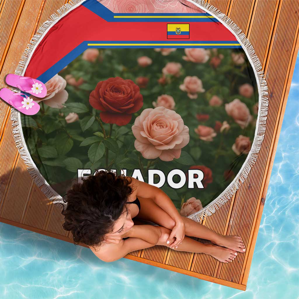 Ecuador Beach Blanket with Rose Garden and Floral Texture Design - Wonder Print Shop
