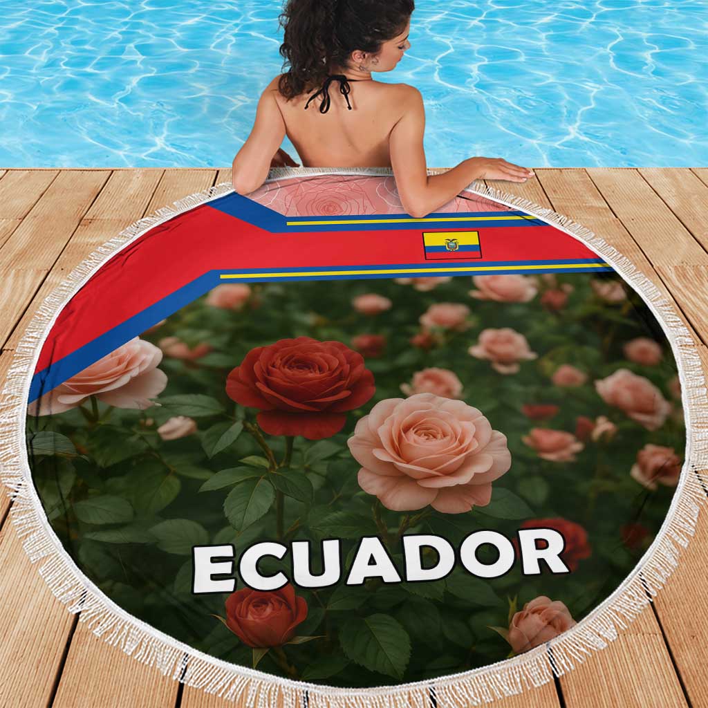 Ecuador Beach Blanket with Rose Garden and Floral Texture Design - Wonder Print Shop