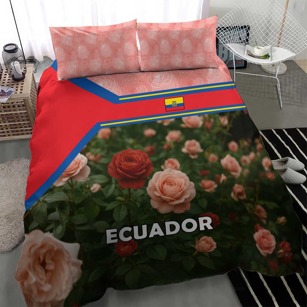 Ecuador Bedding Set with Rose Garden and Floral Texture Design - Wonder Print Shop
