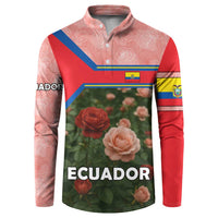 Ecuador Button Sweatshirt with Rose Garden and Floral Texture Design - Wonder Print Shop
