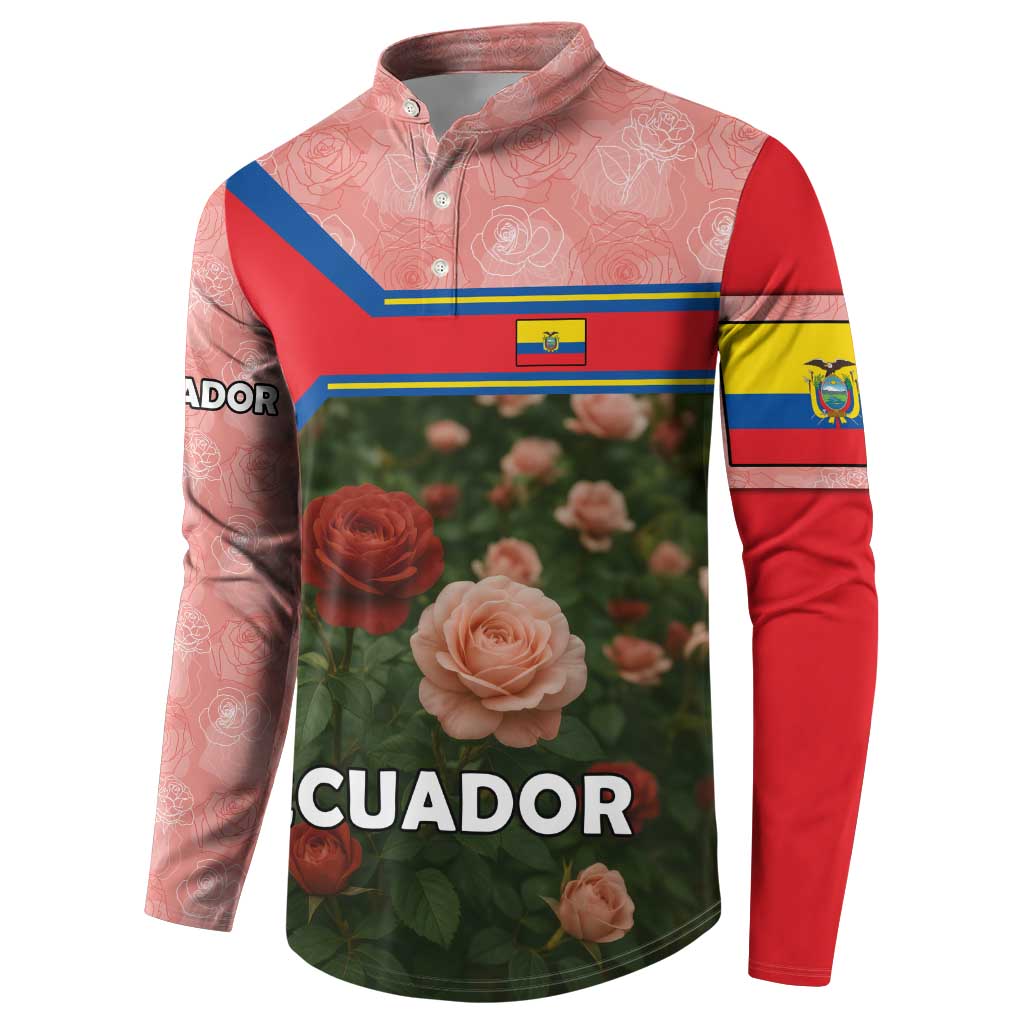 Ecuador Button Sweatshirt with Rose Garden and Floral Texture Design - Wonder Print Shop
