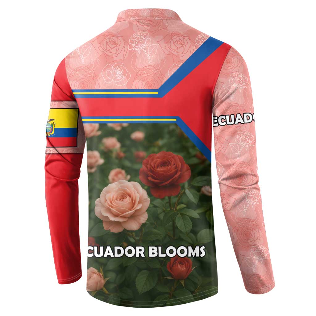 Ecuador Button Sweatshirt with Rose Garden and Floral Texture Design - Wonder Print Shop