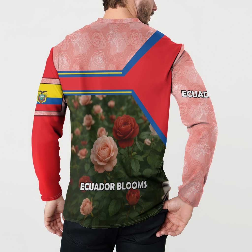 Ecuador Button Sweatshirt with Rose Garden and Floral Texture Design - Wonder Print Shop